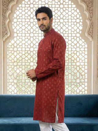 Classic Cotton Blend Foil Print Kurta