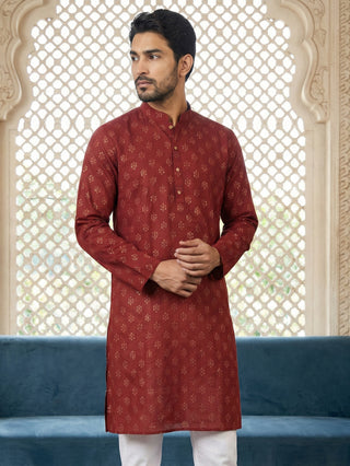 Classic Cotton Blend Foil Print Kurta