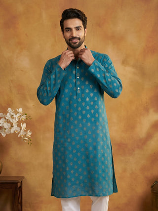 Classic Cotton Blend Foil Print Kurta