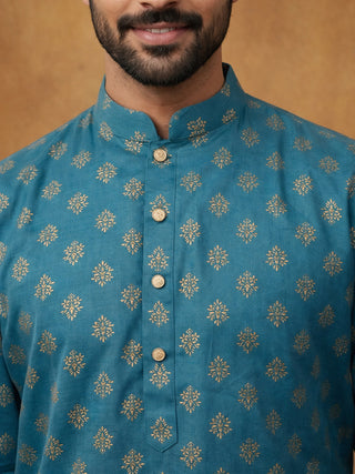 Classic Cotton Blend Foil Print Kurta