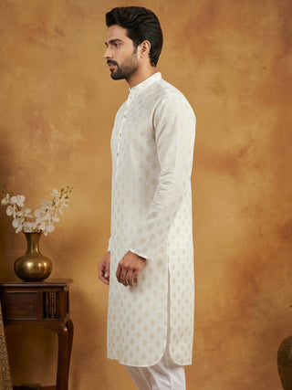 Classic Cotton Blend Foil Print Kurta