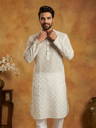 Classic Cotton Blend Foil Print Kurta