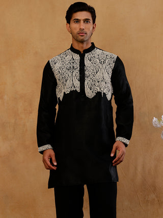 Silk Blend Embroidered Kurta for Men