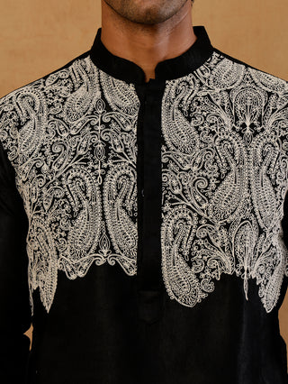 Silk Blend Embroidered Kurta for Men