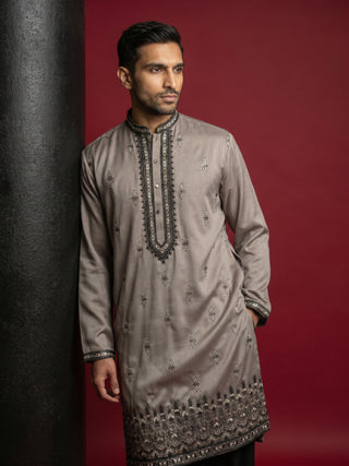 Men Embroidered Silk Blend Kurtas