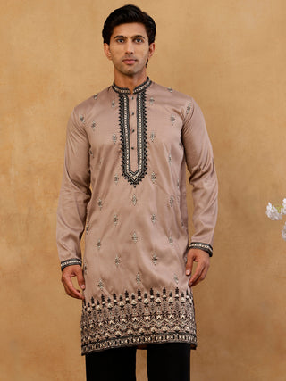 Men Embroidered Silk Blend Kurta