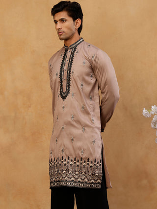 Men Embroidered Silk Blend Kurta