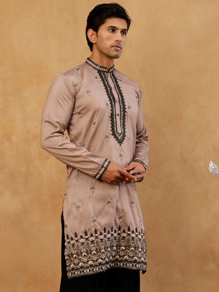 Men Embroidered Silk Blend Kurta