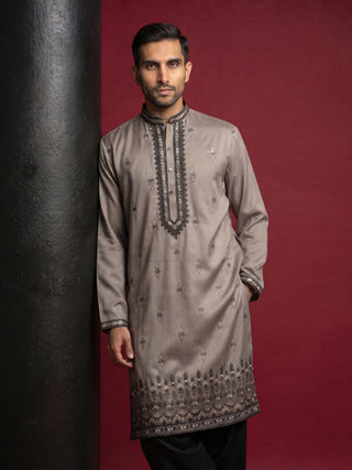 Men Embroidered Silk Blend Kurtas