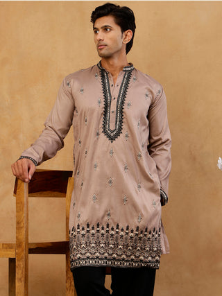 Men Embroidered Silk Blend Kurta
