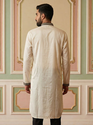 Men Embroidered Silk Blend Kurta