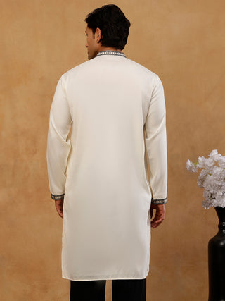 Men Embroidered Silk Blend Kurta
