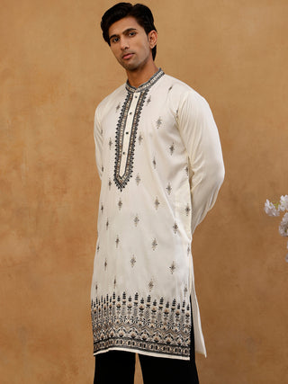 Men Embroidered Silk Blend Kurta