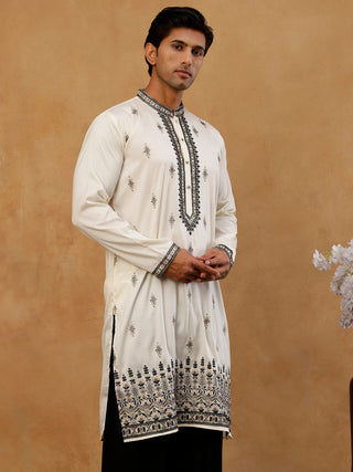 Men Embroidered Silk Blend Kurta