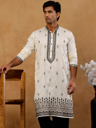 Men Embroidered Silk Blend Kurta