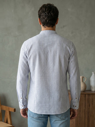 Men’s Blue Striped Short Kurta