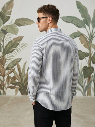 Men’s Charcoal Striped Short Kurta
