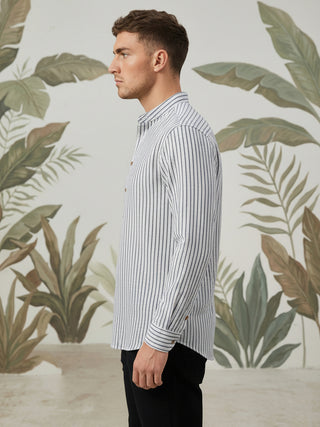 Men’s Charcoal Striped Short Kurta