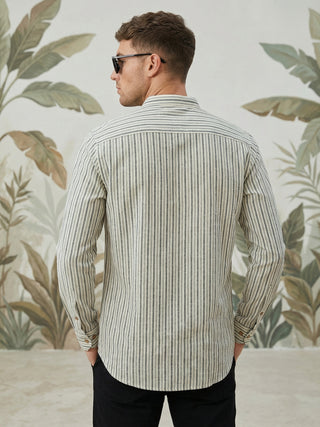 Men’s Grey Striped Short Kurta