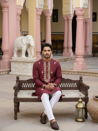 Men Japanese Fabric Embroidered Kurta