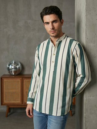 Men Traditional Stripe Printed Short Kurta