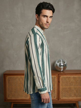 Men Traditional Stripe Printed Short Kurta