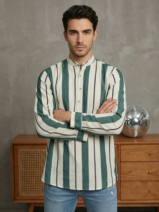 Men Traditional Stripe Printed Short Kurta
