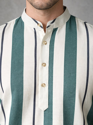 Men Traditional Stripe Printed Short Kurta