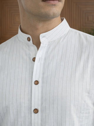 Men Striped Pure Cotton Short Kurta