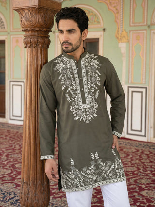 Men Japanese Fabric Embroidered Kurta