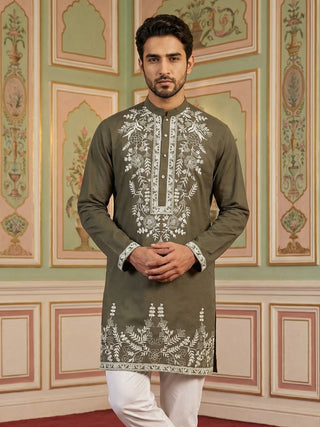 Men Japanese Fabric Embroidered Kurta