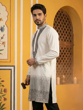 Japanese Cotton Blend Embroidered Kurta