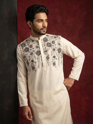Men’s Cotton Blend Embroidered Festive Kurta