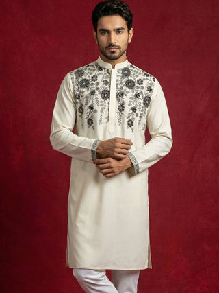 Men’s Cotton Blend Embroidered Festive Kurta