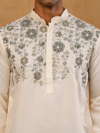 Men’s Cotton Blend Embroidered Kurta