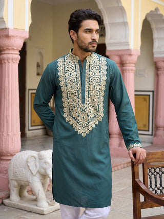 Ethnic Wear Cotton Blend Embroidered Kurta