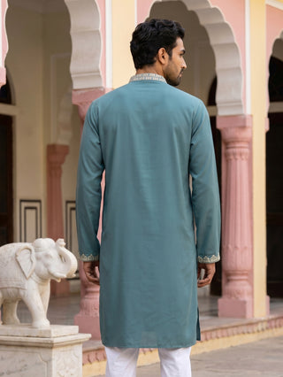 Ethnic Wear Cotton Blend Embroidered Kurta
