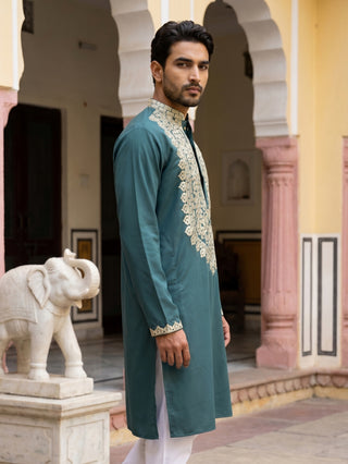 Ethnic Wear Cotton Blend Embroidered Kurta