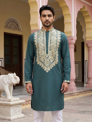 Ethnic Wear Cotton Blend Embroidered Kurta