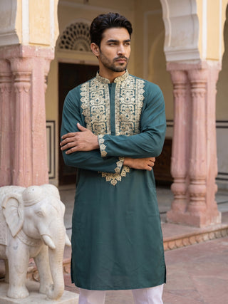 Ethnic Wear Cotton Blend Embroidered Kurta