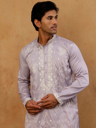 Embroidered Silk Blend Traditional Kurta
