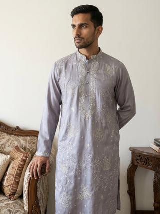 Embroidered Silk Blend Traditional Kurtas