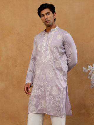 Embroidered Silk Blend Traditional Kurta