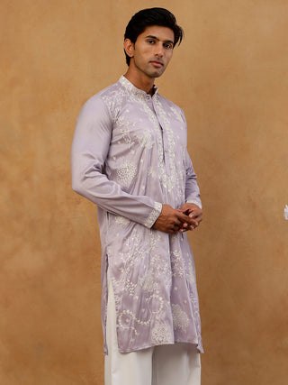 Embroidered Silk Blend Traditional Kurta