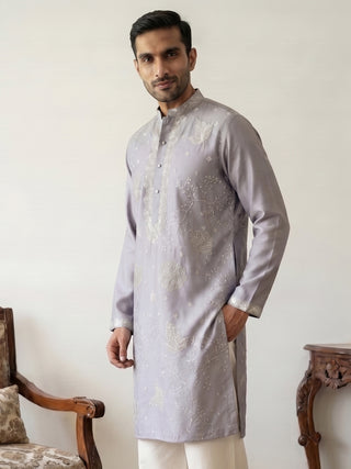 Embroidered Silk Blend Traditional Kurtas