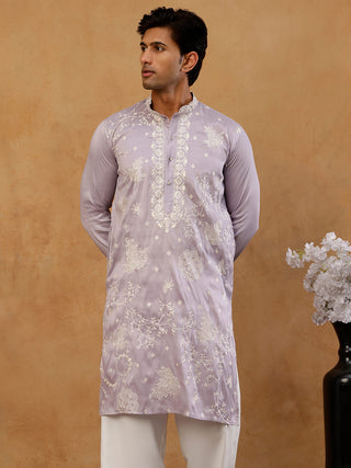 Embroidered Silk Blend Traditional Kurta
