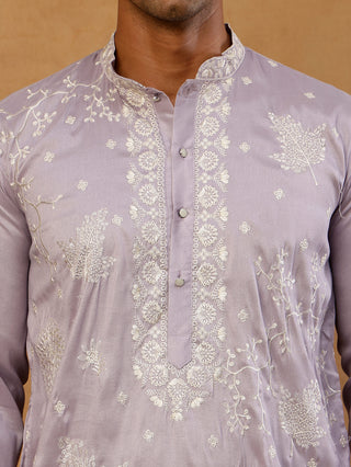 Embroidered Silk Blend Traditional Kurta