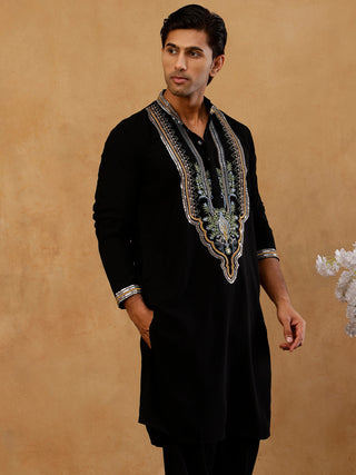 Cotton Blend Ethnic Embroidered Kurta