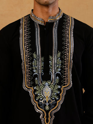 Cotton Blend Ethnic Embroidered Kurta