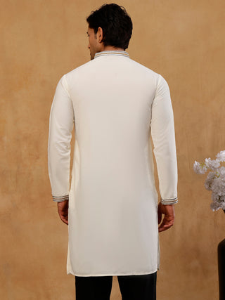 Cotton Blend Ethnic Embroidered Kurta
